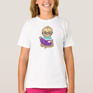 School Sloth, Cute Sloth, Baby Sloth, Eyeglasses T-Shirt