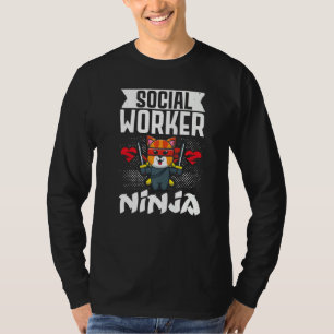 School Social Work Month Cat Social Worker Ninja T-Shirt