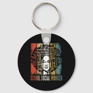 School Social Worker Afro African Women Black Hist Key Ring