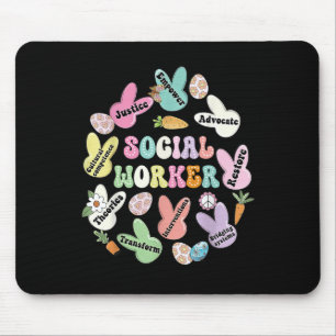 School Social Worker Bunny Funny Easter Hoppy Soci Mouse Pad