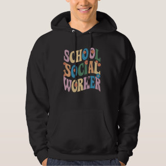 School Social Worker Flowers Groovy School Social Hoodie