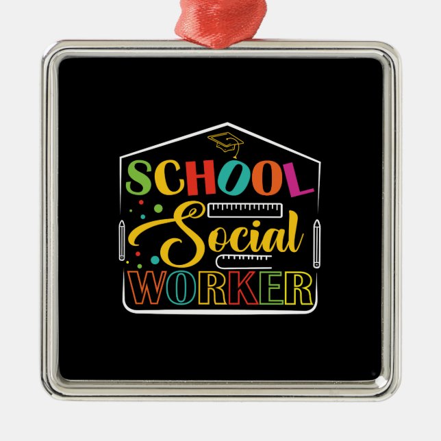 School Social Worker Metal Tree Decoration (Front)