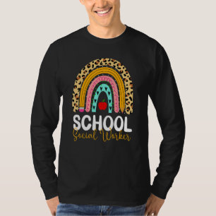 School Social Worker Rainbow Leopard Back To Schoo T-Shirt