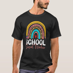 School Social Worker Rainbow Leopard Back To Schoo T-Shirt