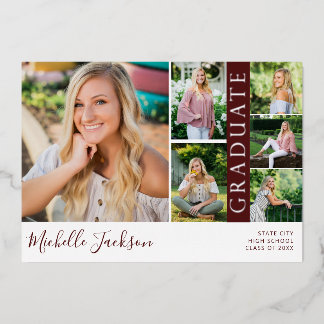 School Spirit 6 Photo Graduation Maroon Announce 