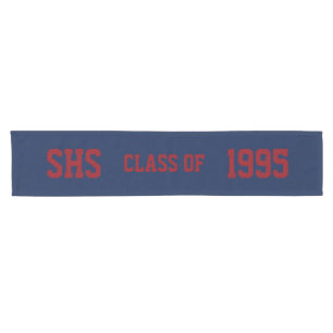 School Spirit Class Reunion Blue and Red Short Table Runner