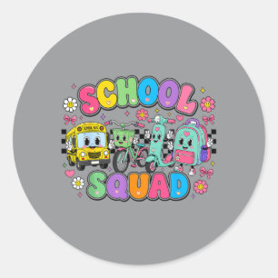 School Squad Cute School Bus Backpack Kids Back To Classic Round Sticker