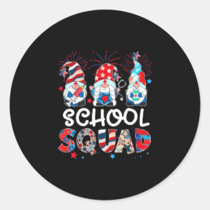 School squad gnome nurse patriotic stethoscope 4th classic round sticker