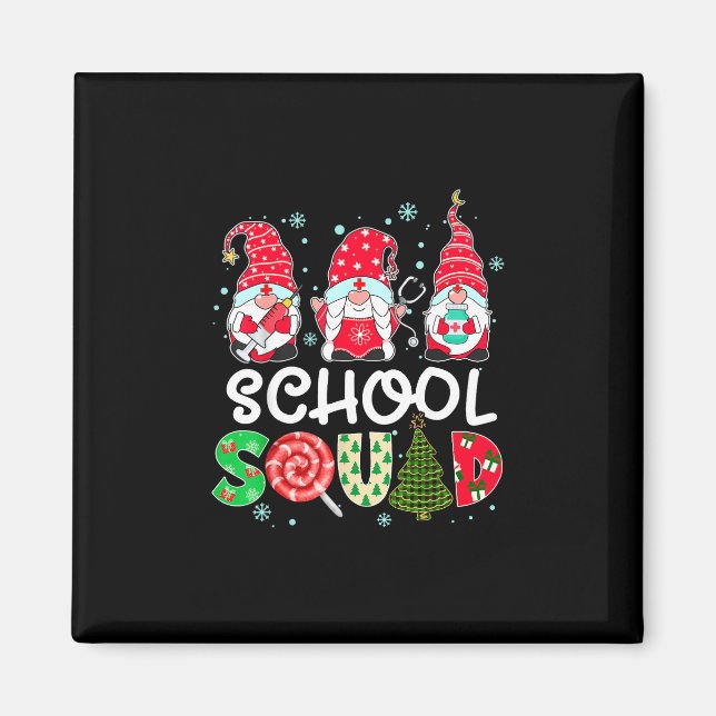 School squad gnome nurse stethoscope christmas magnet (Front)
