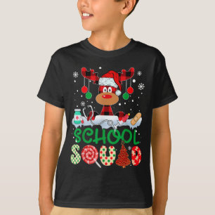 School squad nurse reindeer buffalo red plaid T-Shirt