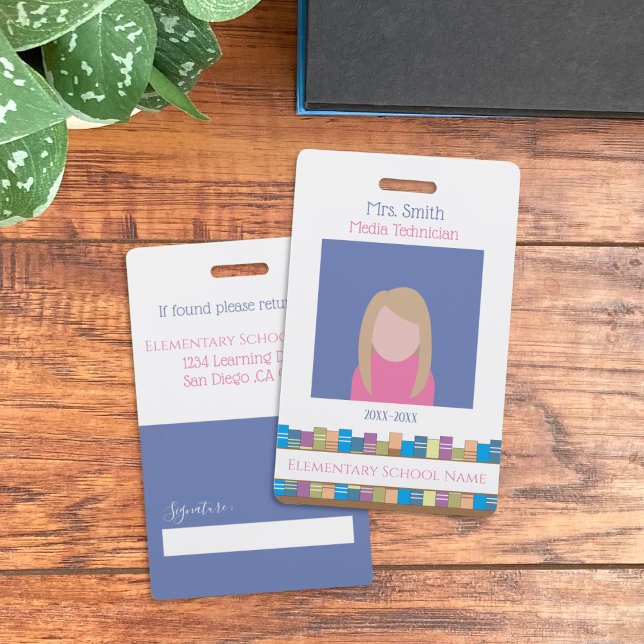 School Staff ID Badge with Big Photo (School staff vertical ID badge with big photo .)