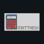 School Supplies Calculator Math Teacher Tutor Name Tag<br><div class="desc">Just personalise with your employee information,  and title if desired. This name tag features an original illustration of a school math class calculator.

This design is also available on other products. Don't see what you're looking for? Contact Rebecca to have something designed just for you.</div>
