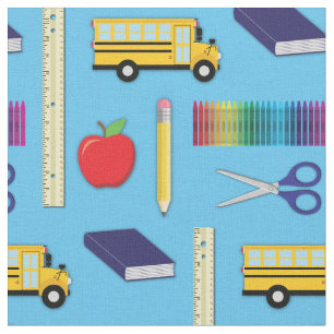 School Supplies Cute Teacher Kids Fabric