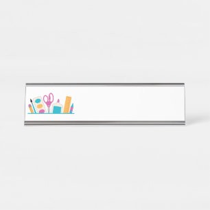 School Supplies Desk Name Plate