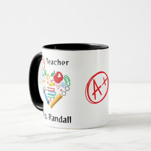 School Supplies Heart Design Teacher's Mug