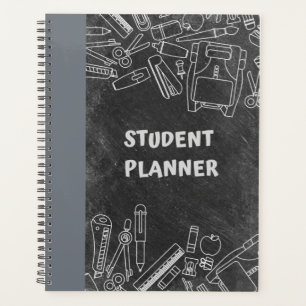 SCHOOL SUPPLIES ON CHALKBOARD WEEKLY PLANNER
