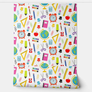 School supplies pattern wallpaper