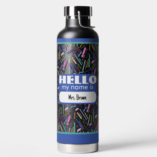 School supplies pattern water bottle