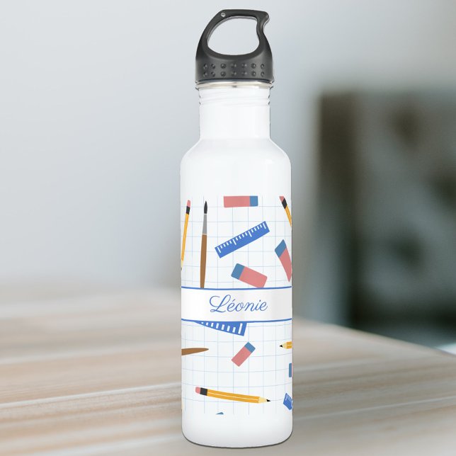 School Supplies Pattern Water Bottle (School Supplies Pattern Water Bottle)