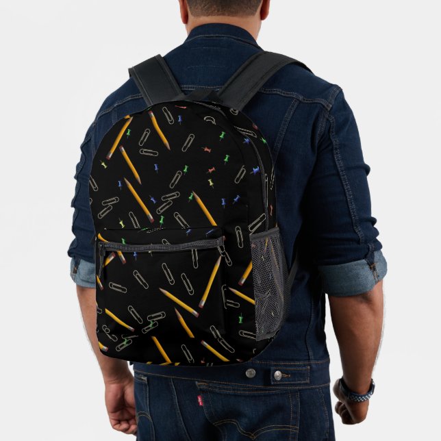 School Supplies Pencils Pushpins Black Backpack (Insitu (Model))