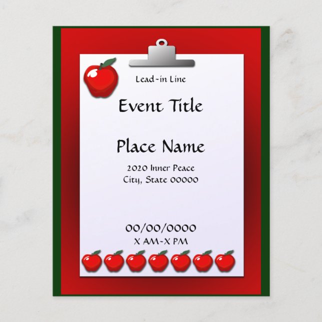 School Teacher Apple Small Event Flyer (Front)