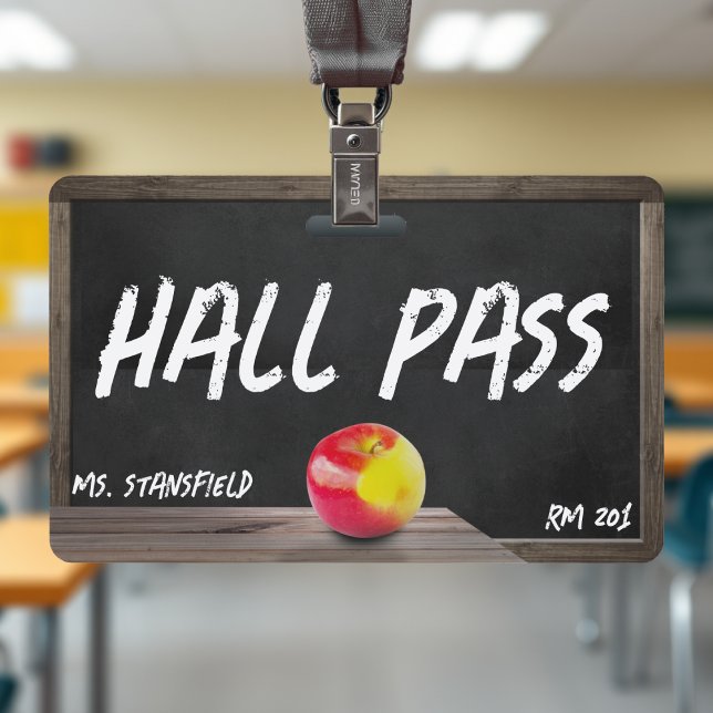 School Teacher Chalkboard Student Hall Pass ID Badge (School Teacher Chalkboard Student Hall Pass Badge
)