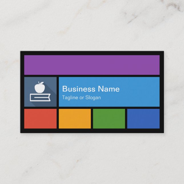 School Teacher  - Colourful Tiles Creative Business Card (Front)