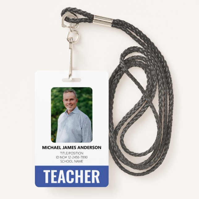 School Teacher Custom Employee ID  ID Badge (Front with Lanyard)