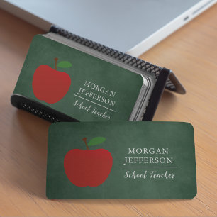 School Teacher Green Chalkboard Modern Business Card