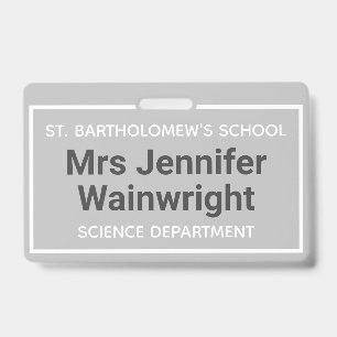 School Teacher Identity Name ID Badge