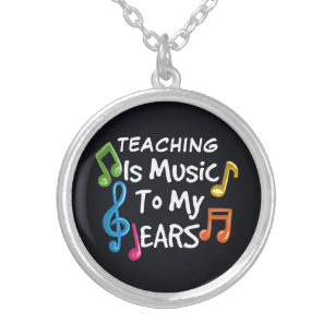 School Teacher Music To My Ears Custom Silver Plated Necklace