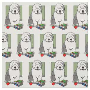 School Teacher Old English Sheepdog (Grey 1) Cute Fabric