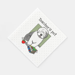 School Teacher Old English Sheepdog (Grey 1) Cute Napkin