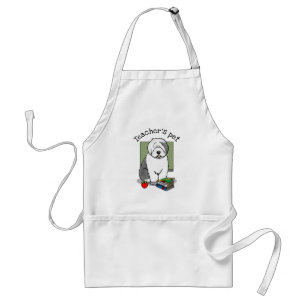 School Teacher Old English Sheepdog (Grey 1) Cute Standard Apron