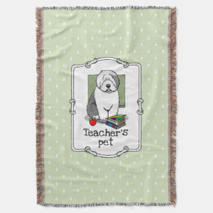 School Teacher Old English Sheepdog (Grey 1) Cute Throw Blanket