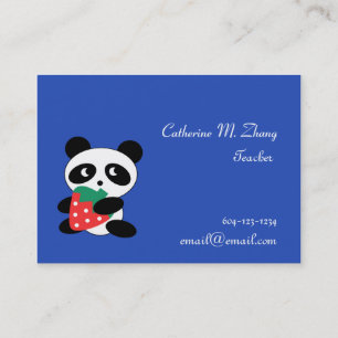school teacher, panda, strawberry business card