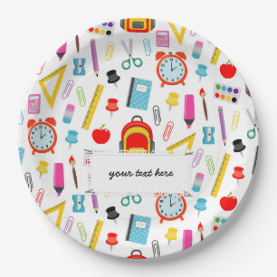 School Teacher Pattern Colourful Paper Plate