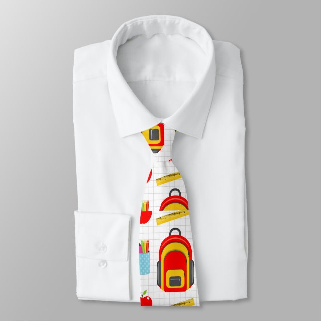 School Teacher Pattern Colourful Tie (Tied)