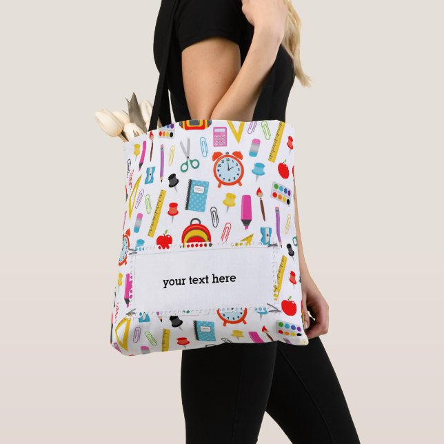 School Teacher Pattern Colourful Tote Bag (Close Up)