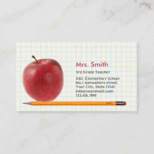 School Teacher Professional Pencil & Apple Business Card
