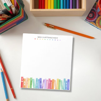 School Teacher Rainbow Colour Books Custom  Notepad