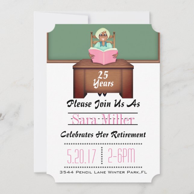 School Teacher Retirement Invitation (Front)