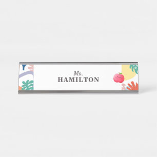 School Teacher School Supplies Apple Personalized Desk Name Plate