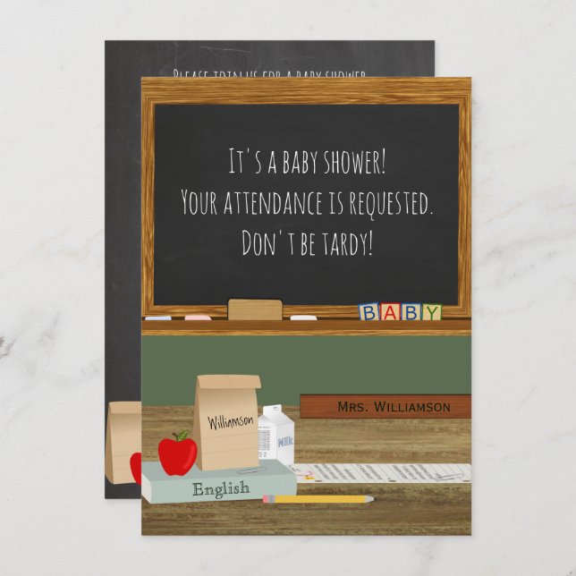 School Teacher Theme Baby Shower Invitation (Front/Back)