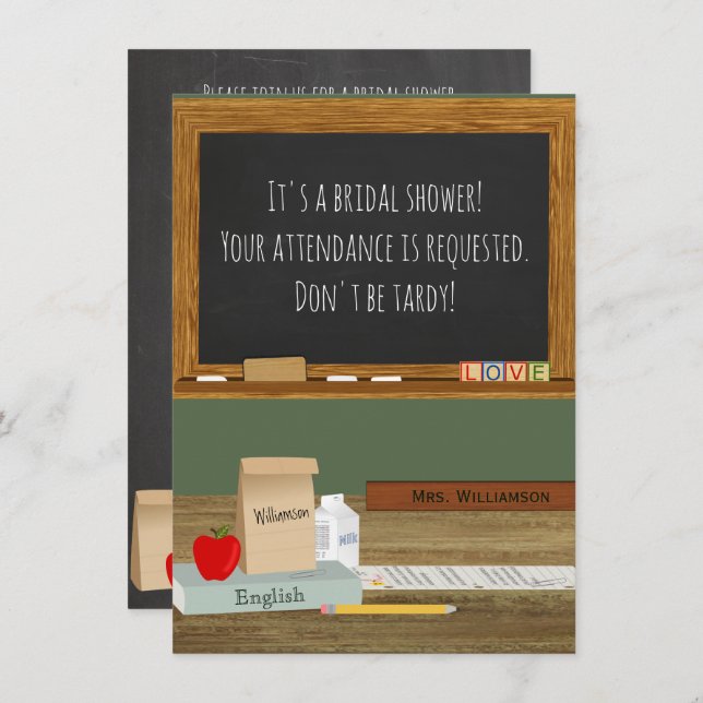 School Teacher Theme Bridal Shower Invitation (Front/Back)