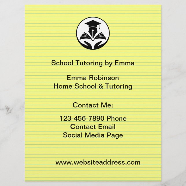 School Teacher Tutoring Service Budget Flyers (Front)