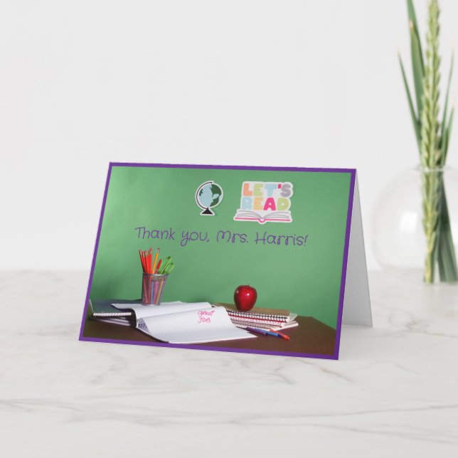 School Teachers Appreciation Folded Thank You Card (Front)