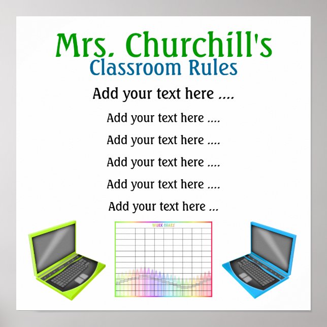 School Teacher's Classroom Rules by SRF Poster (Front)