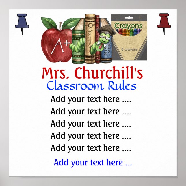 School Teacher's Classroom Rules . by SRF Poster (Front)