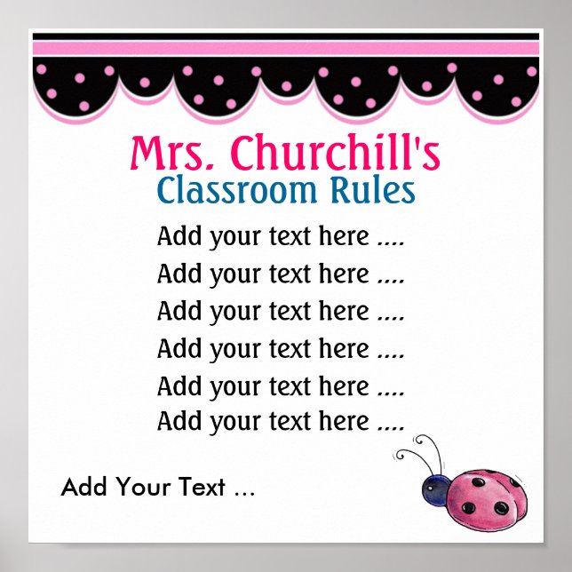School Teacher's Classroom Rules . by SRF Poster (Front)